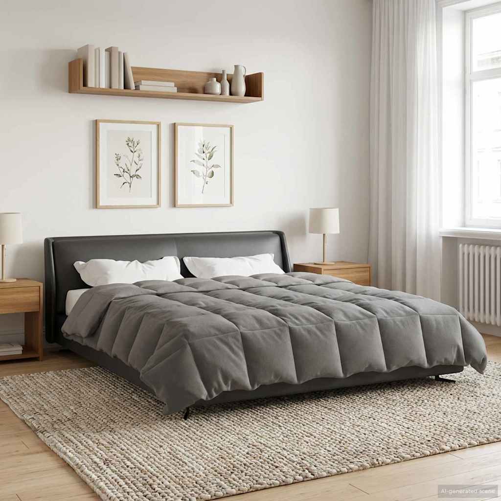 vidaXL Vol jaar dekbed Gekwilt Antraciet 135 x 200 cm Microfiber
