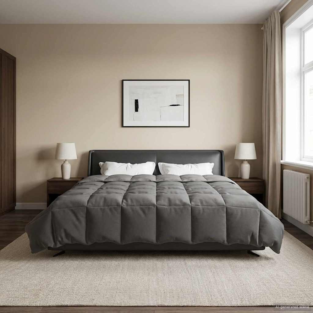 vidaXL Vol jaar dekbed Gekwilt Antraciet 135 x 200 cm Microfiber