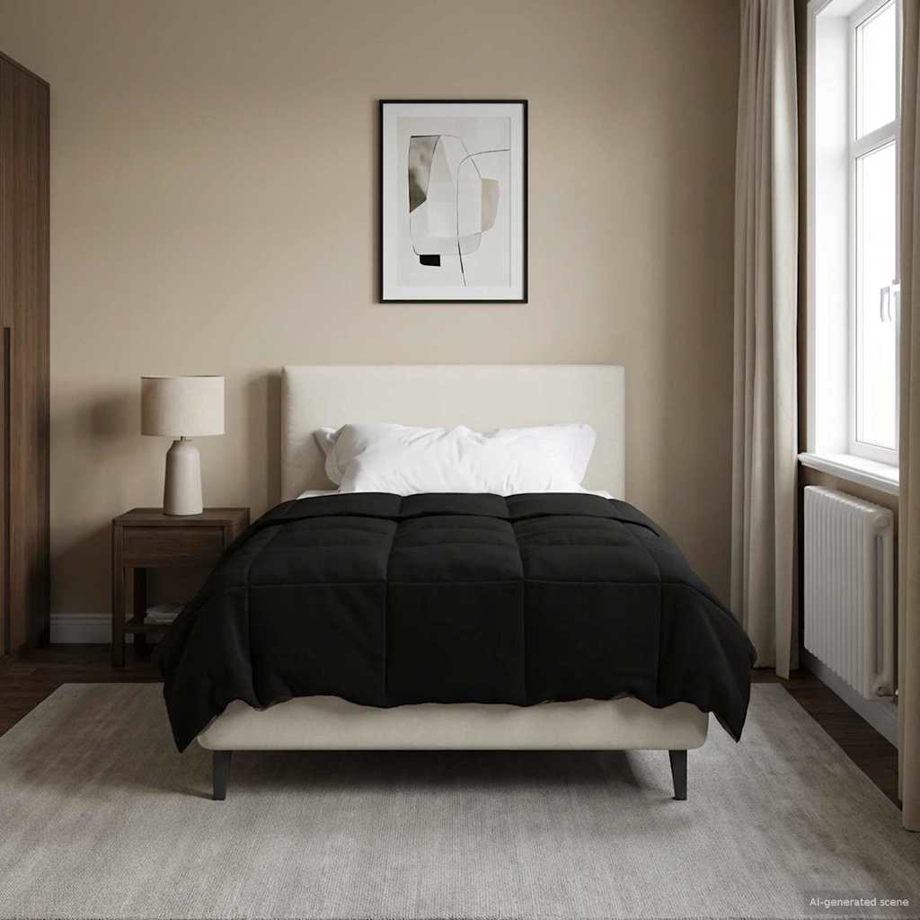 vidaXL Vol jaar dekbed Gekwilt Antraciet 135 x 200 cm Microfiber