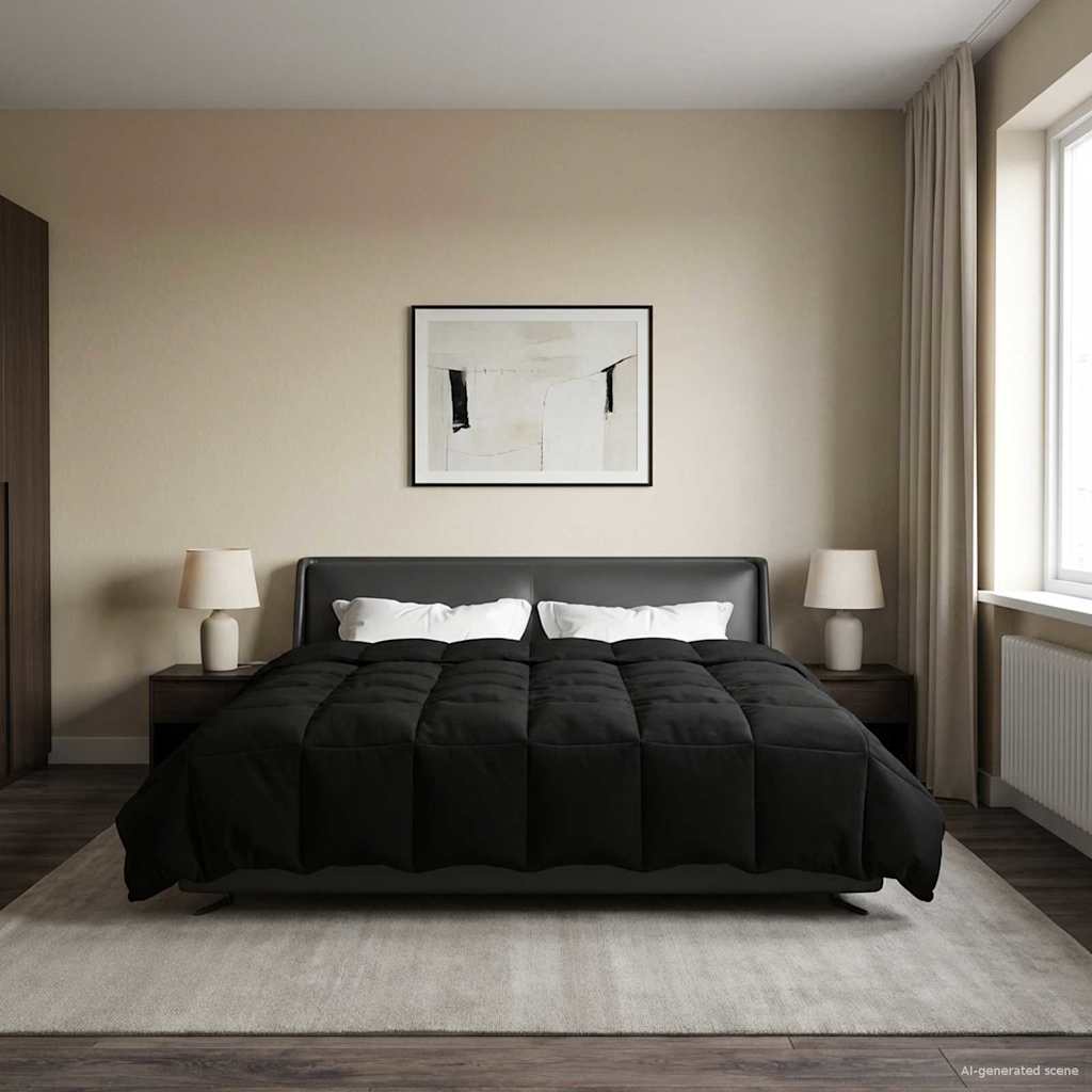 vidaXL Vol jaar dekbed Gekwilt Antraciet 135 x 200 cm Microfiber