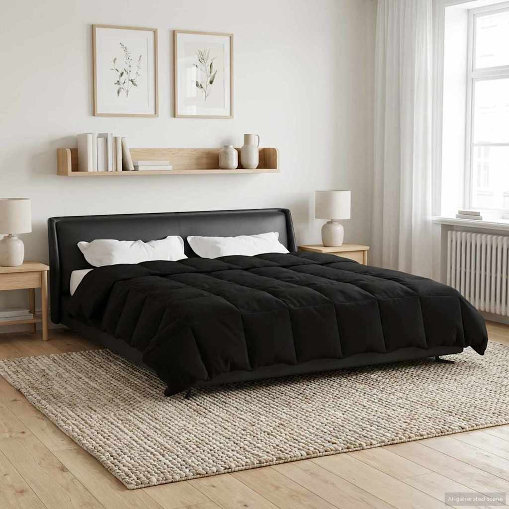 vidaXL Vol jaar dekbed Gekwilt Antraciet 135 x 200 cm Microfiber