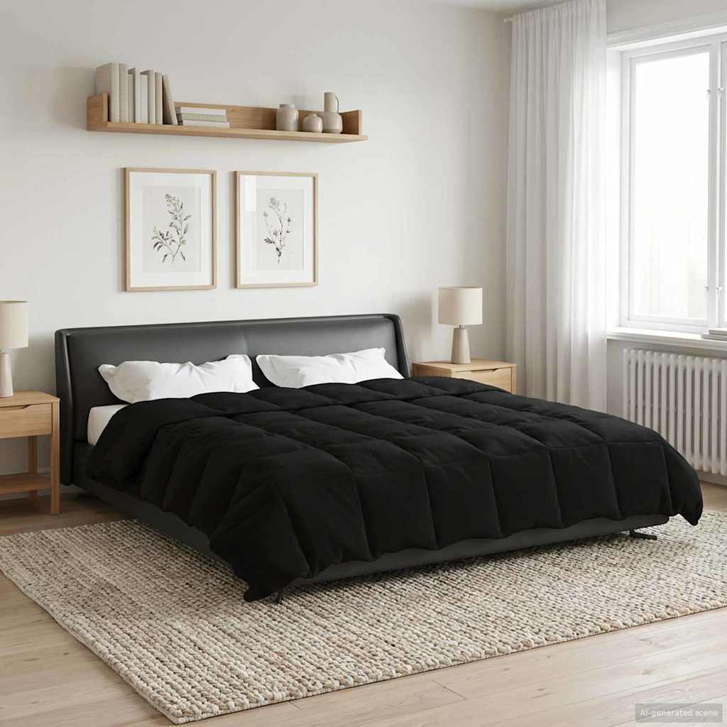 vidaXL Vol jaar dekbed Gekwilt Antraciet 135 x 200 cm Microfiber