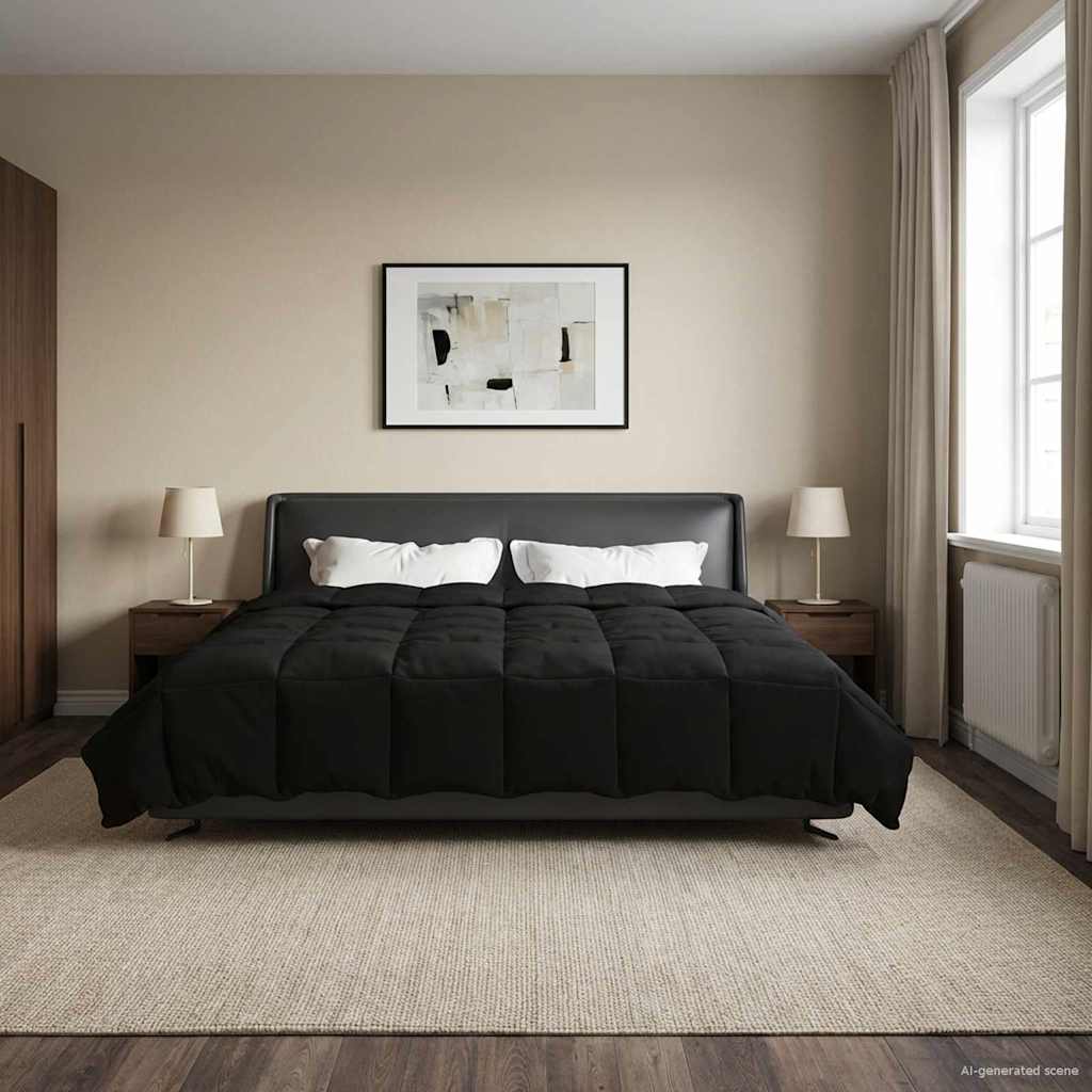 vidaXL Vol jaar dekbed Gekwilt Antraciet 135 x 200 cm Microfiber