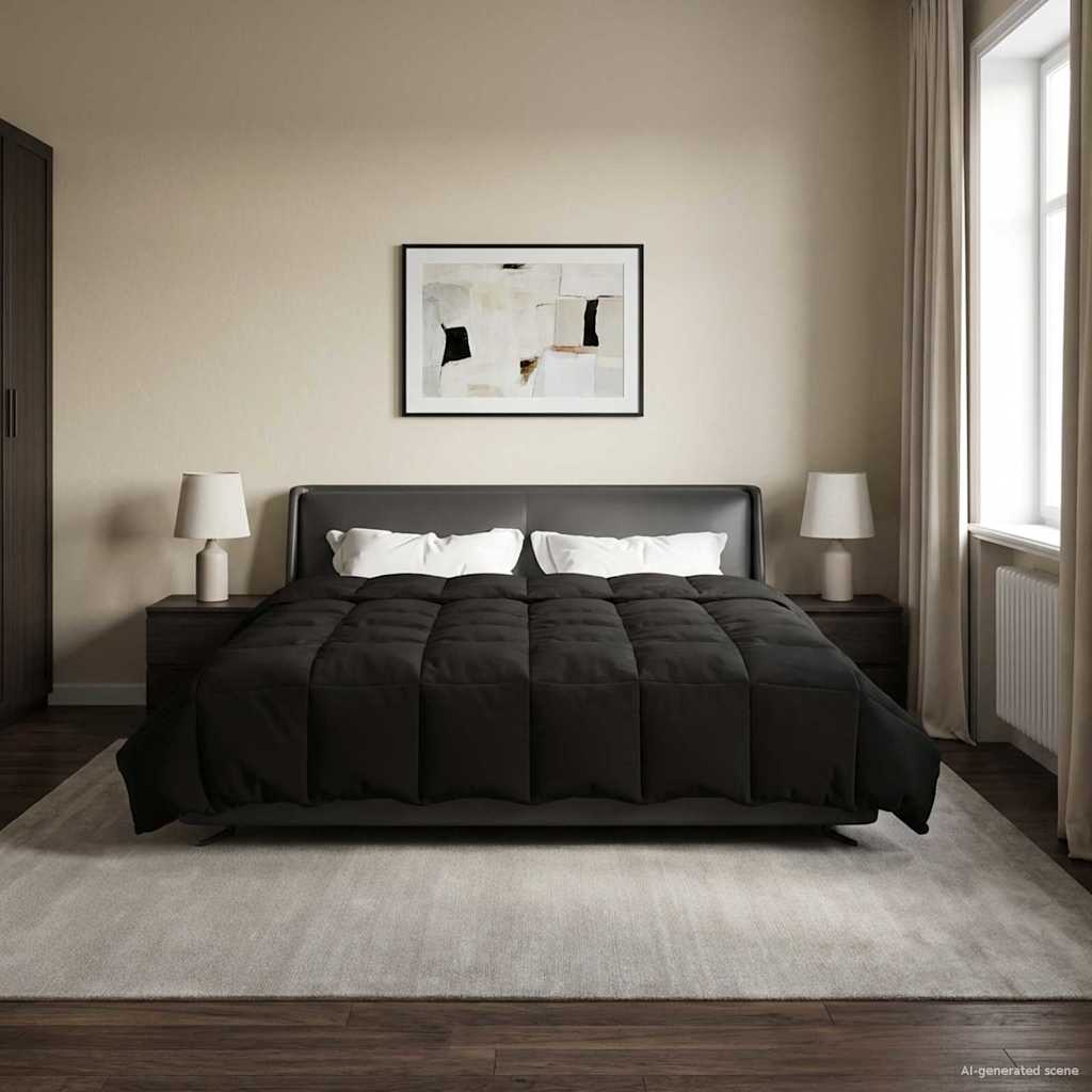 vidaXL Vol jaar dekbed Gekwilt Antraciet 135 x 200 cm Microfiber