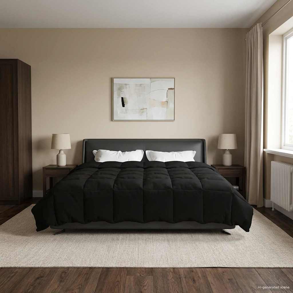 vidaXL Vol jaar dekbed Gekwilt Antraciet 135 x 200 cm Microfiber