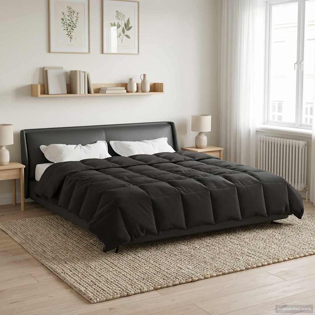 vidaXL Winter Dekbed Gekwilt Zwart 200 x 200 cm Microfiber