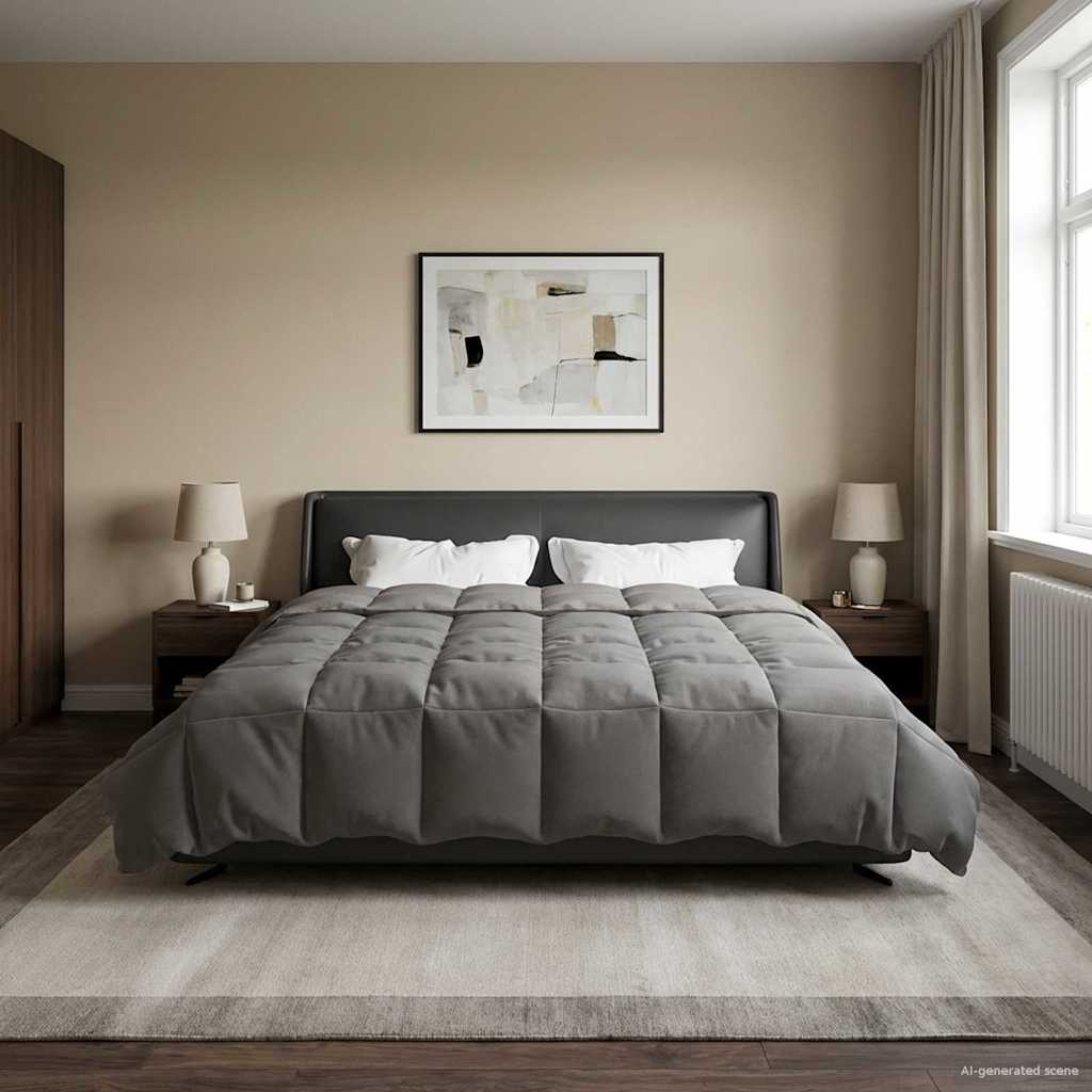 vidaXL Winter Dekbed Gekwilt Zwart 200 x 200 cm Microfiber