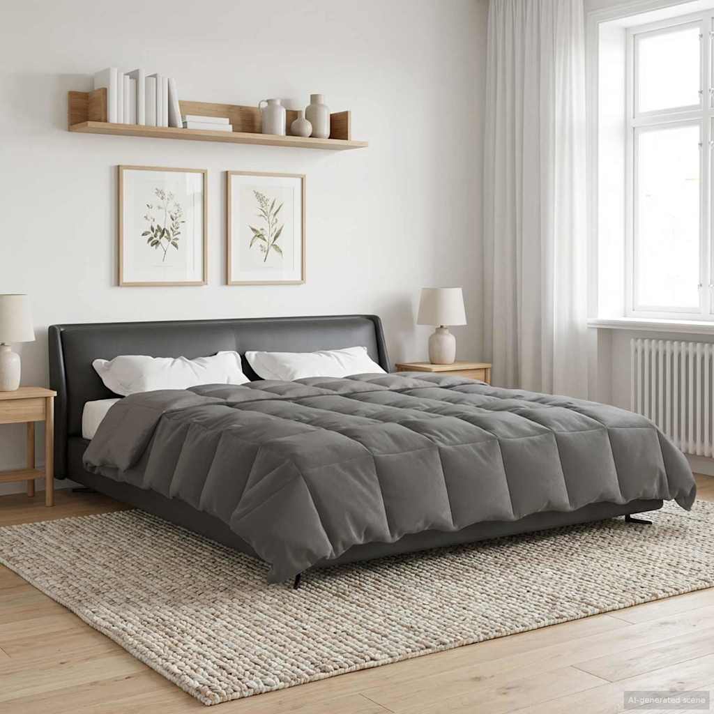 vidaXL Winter Dekbed Gekwilt Zwart 200 x 200 cm Microfiber