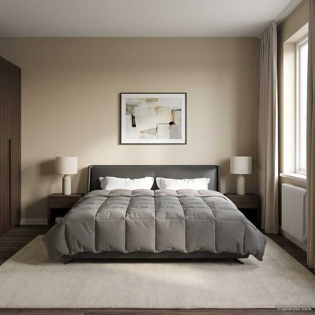 vidaXL Winter Dekbed Gekwilt Zwart 200 x 200 cm Microfiber