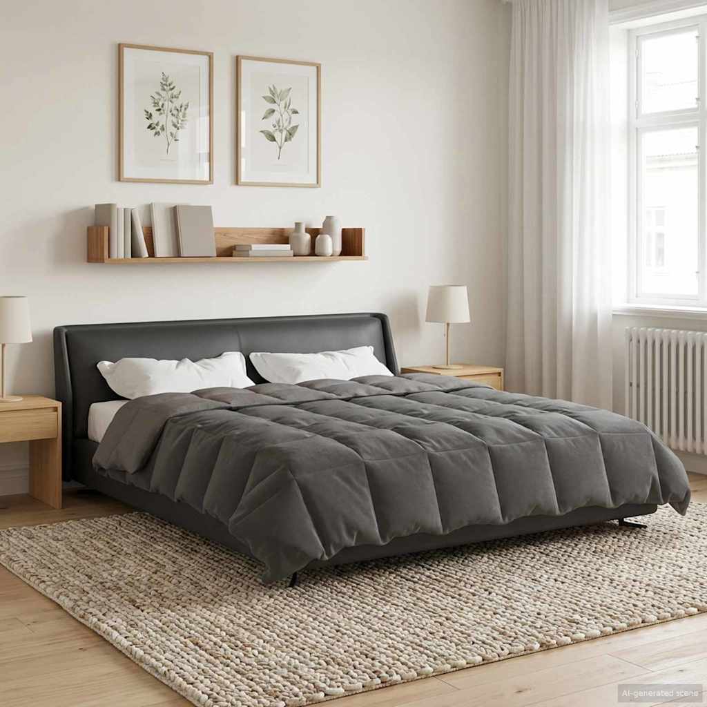 vidaXL Winter Dekbed Gekwilt Zwart 200 x 200 cm Microfiber