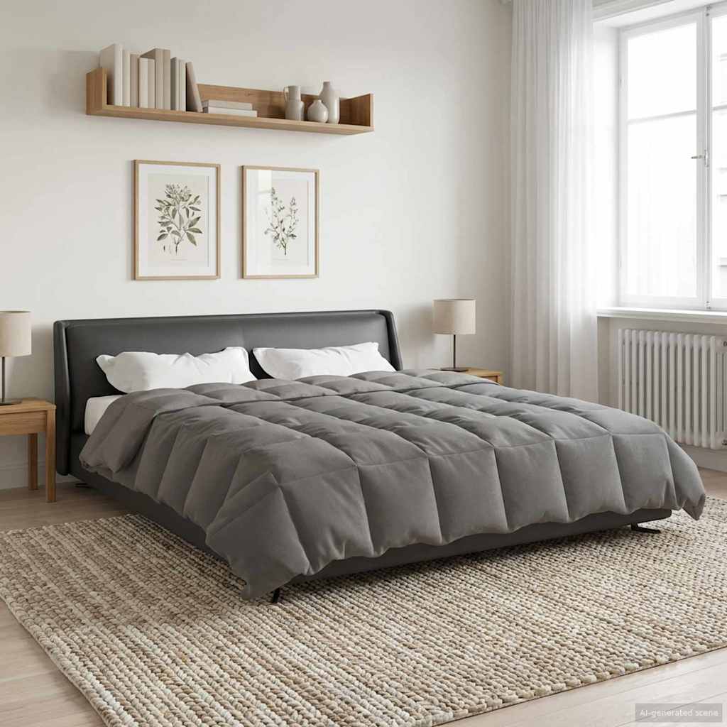 vidaXL Winter Dekbed Gekwilt Zwart 200 x 200 cm Microfiber
