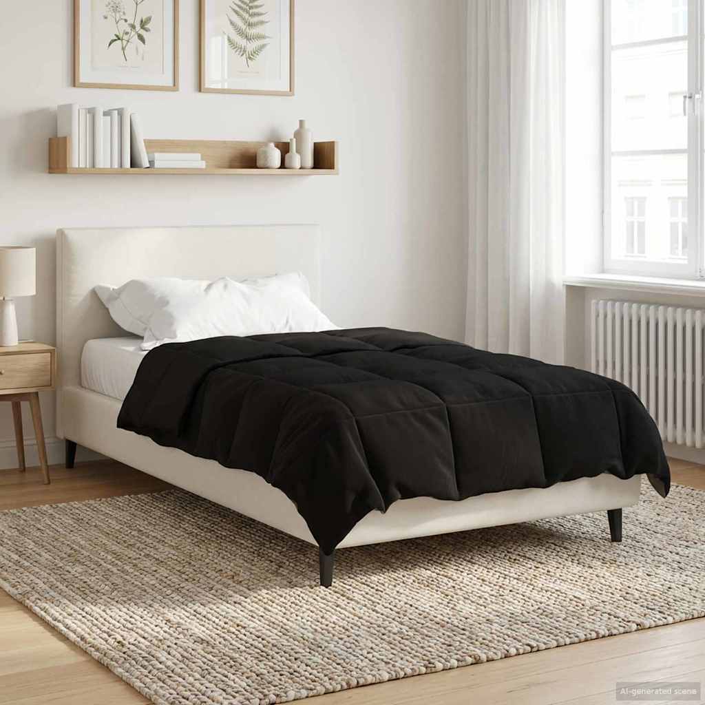 vidaXL Winter Dekbed Gekwilt Zwart 200 x 200 cm Microfiber