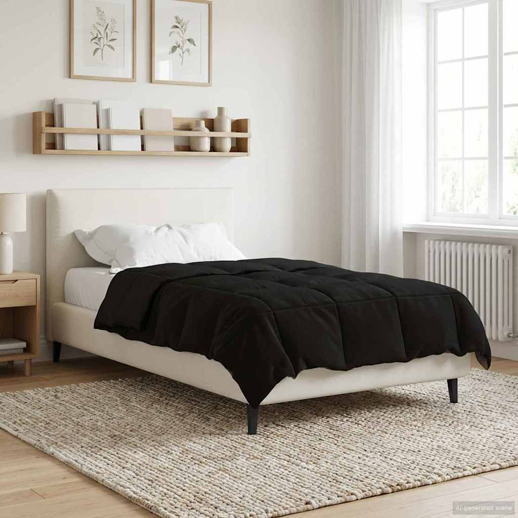 vidaXL Winter Dekbed Gekwilt Zwart 200 x 200 cm Microfiber
