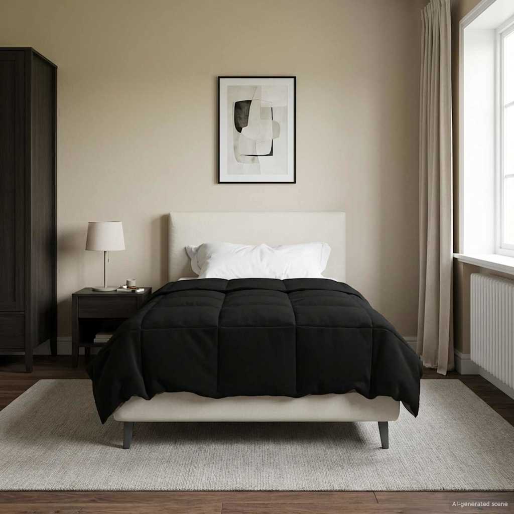 vidaXL Winter Dekbed Gekwilt Zwart 200 x 200 cm Microfiber