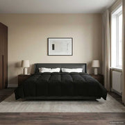 vidaXL Winter Dekbed Gekwilt Zwart 200 x 200 cm Microfiber