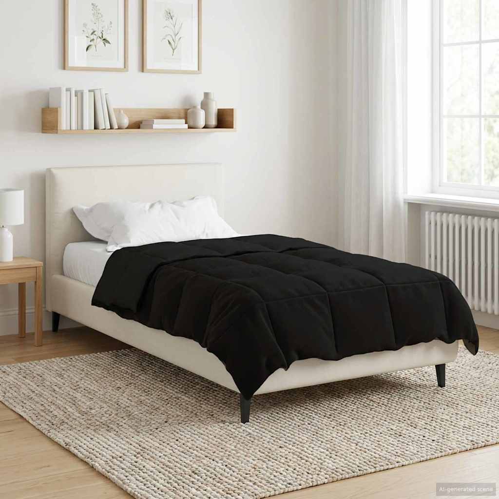 vidaXL Winter Dekbed Gekwilt Zwart 200 x 200 cm Microfiber