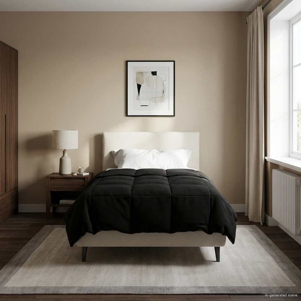 vidaXL Winter Dekbed Gekwilt Zwart 200 x 200 cm Microfiber