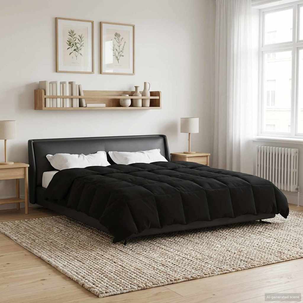 vidaXL Winter Dekbed Gekwilt Zwart 200 x 200 cm Microfiber