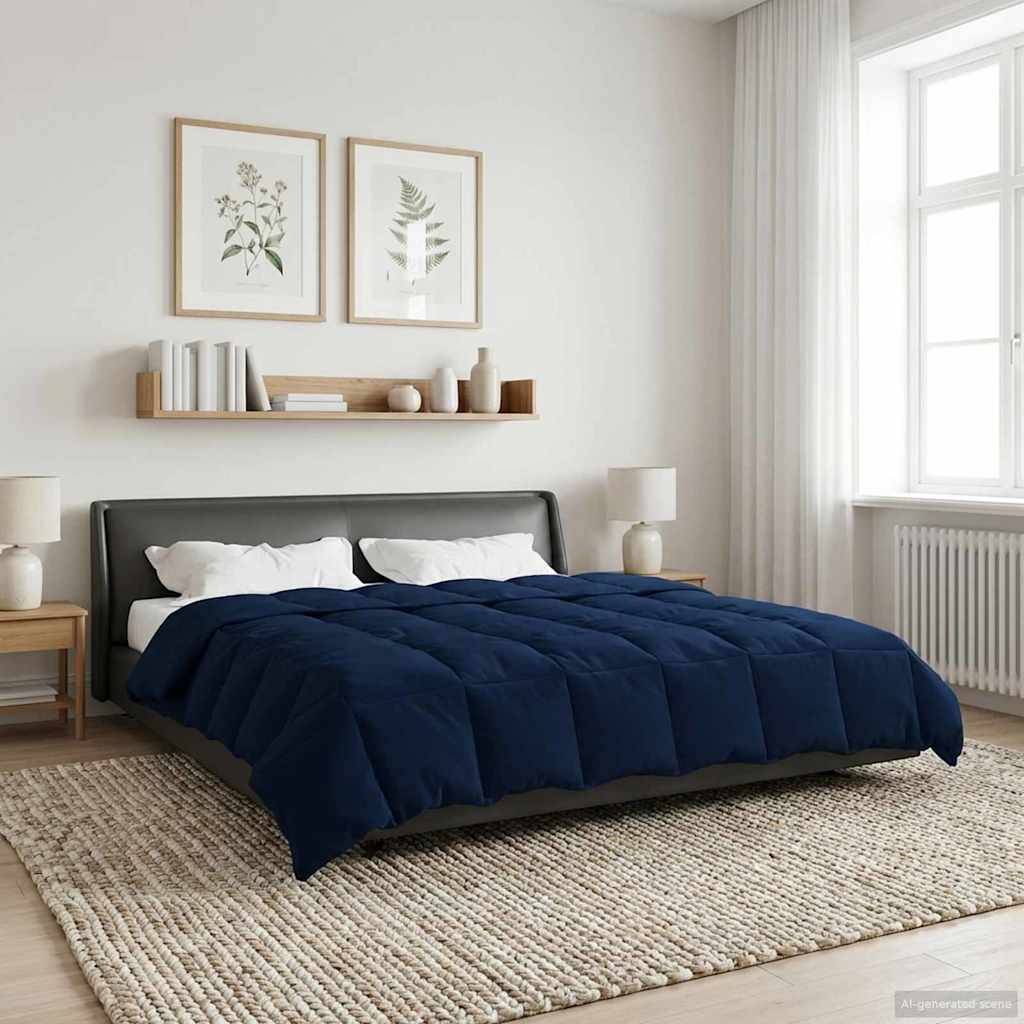 vidaXL Winter Dekbed Gekwilt Zwart 200 x 200 cm Microfiber
