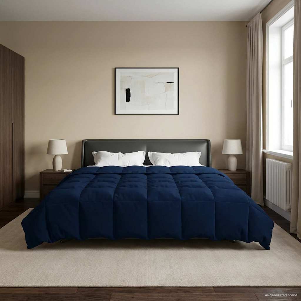 vidaXL Winter Dekbed Gekwilt Zwart 200 x 200 cm Microfiber