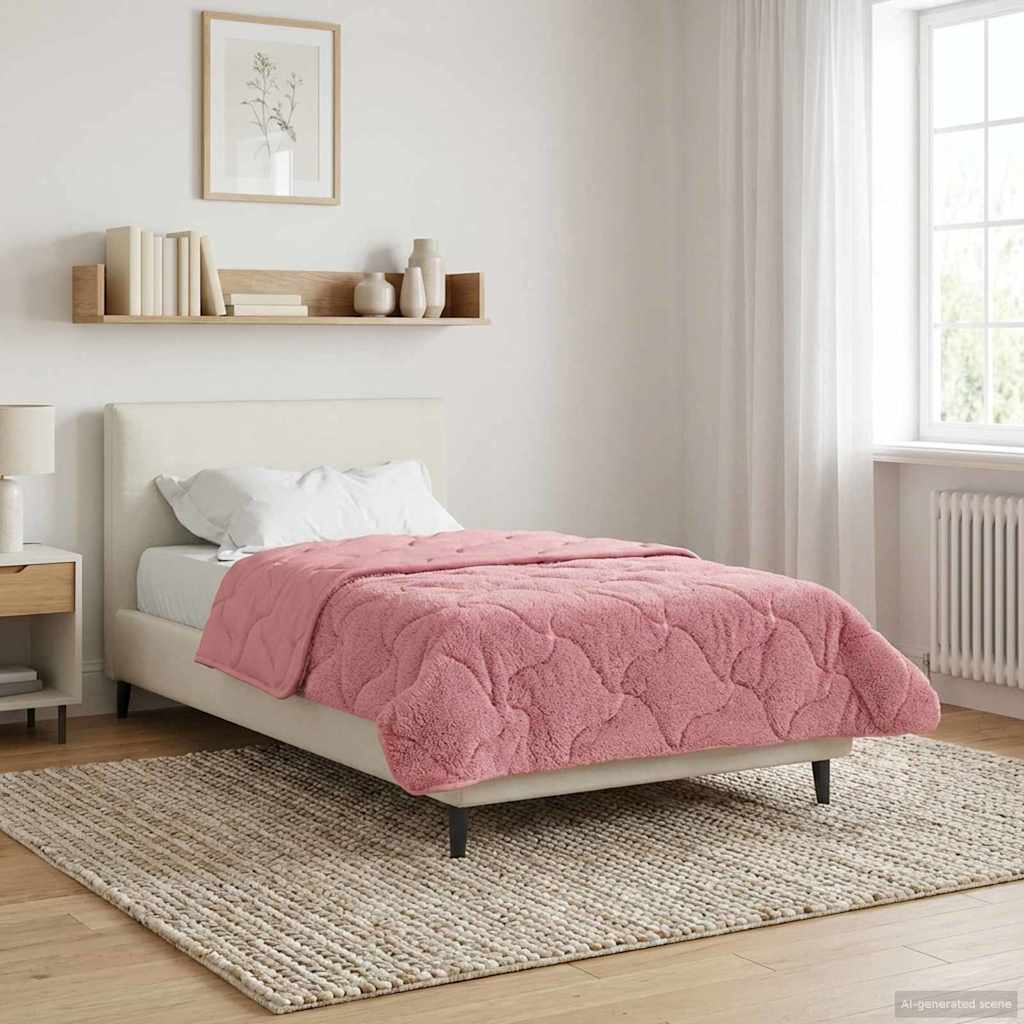 vidaXL Zomer Dekbed Roze 135 x 200 cm Microfiber en Teddy fleece