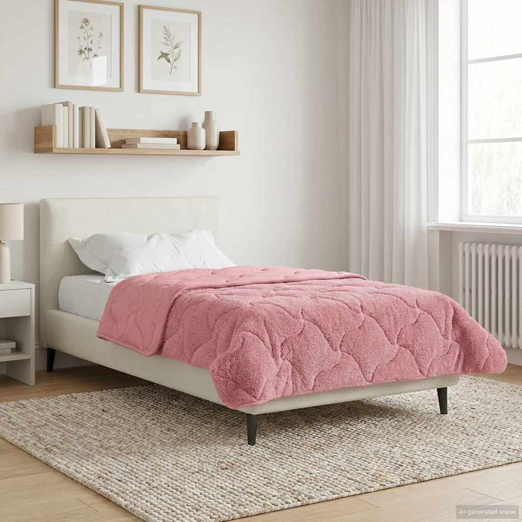 vidaXL Zomer Dekbed Roze 135 x 200 cm Microfiber en Teddy fleece