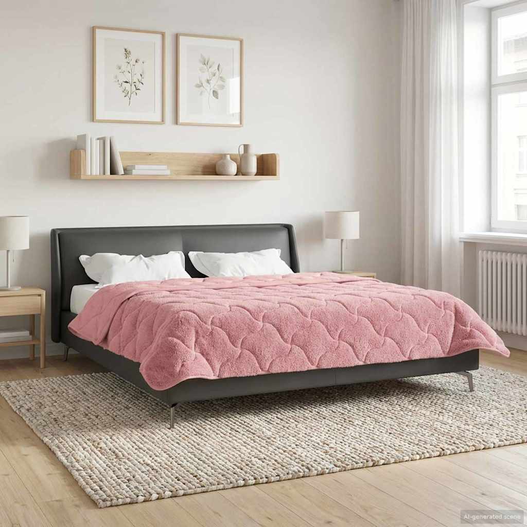 vidaXL Zomer Dekbed Roze 135 x 200 cm Microfiber en Teddy fleece