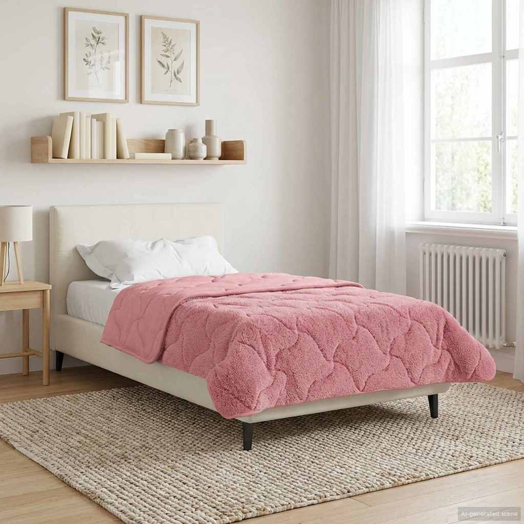vidaXL Zomer Dekbed Roze 135 x 200 cm Microfiber en Teddy fleece