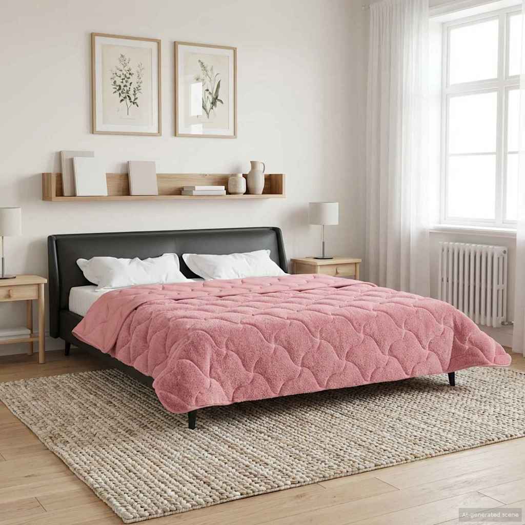 vidaXL Zomer Dekbed Roze 135 x 200 cm Microfiber en Teddy fleece