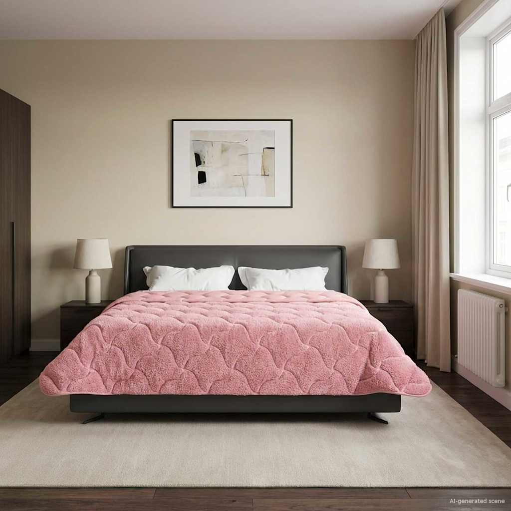 vidaXL Zomer Dekbed Roze 135 x 200 cm Microfiber en Teddy fleece