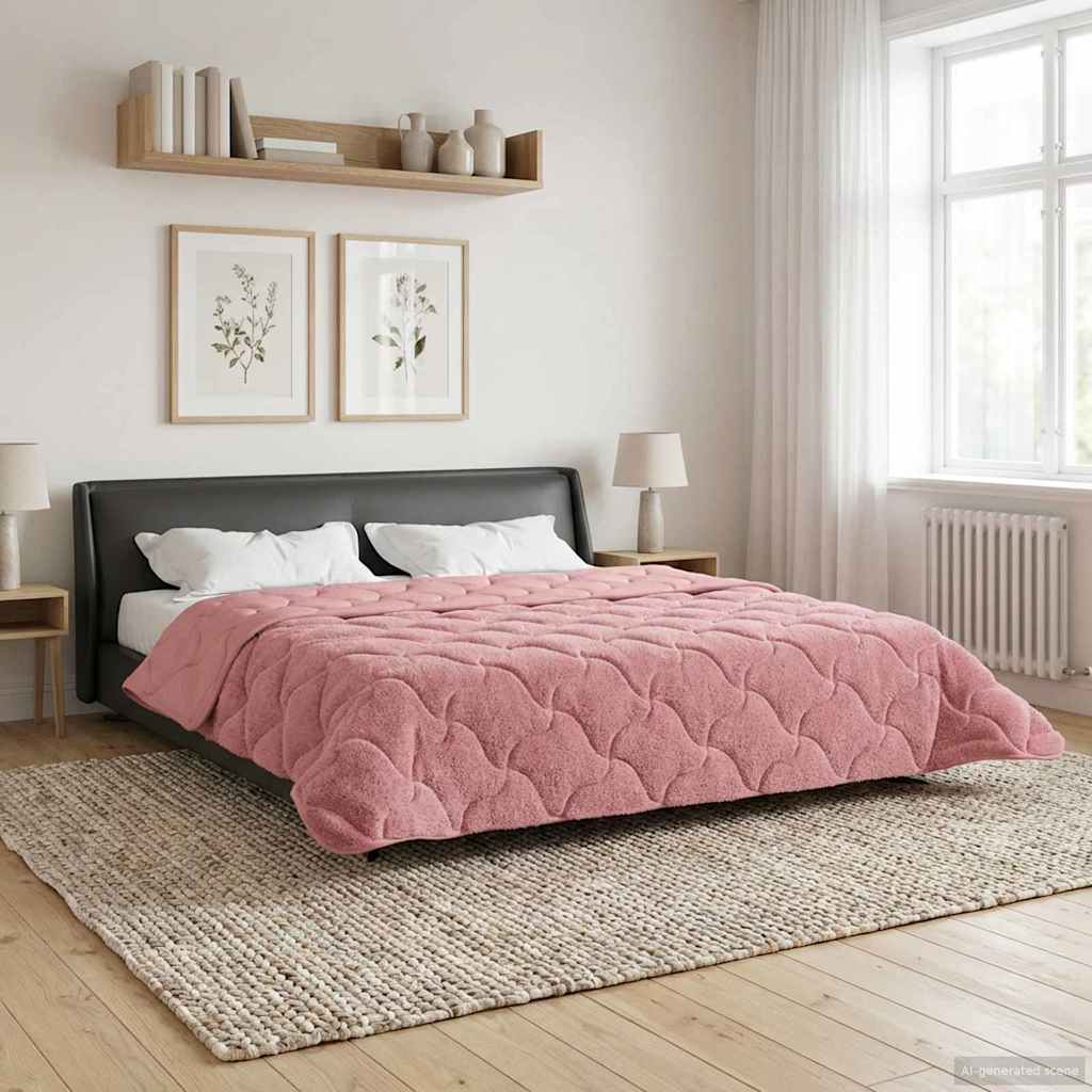 vidaXL Zomer Dekbed Roze 135 x 200 cm Microfiber en Teddy fleece