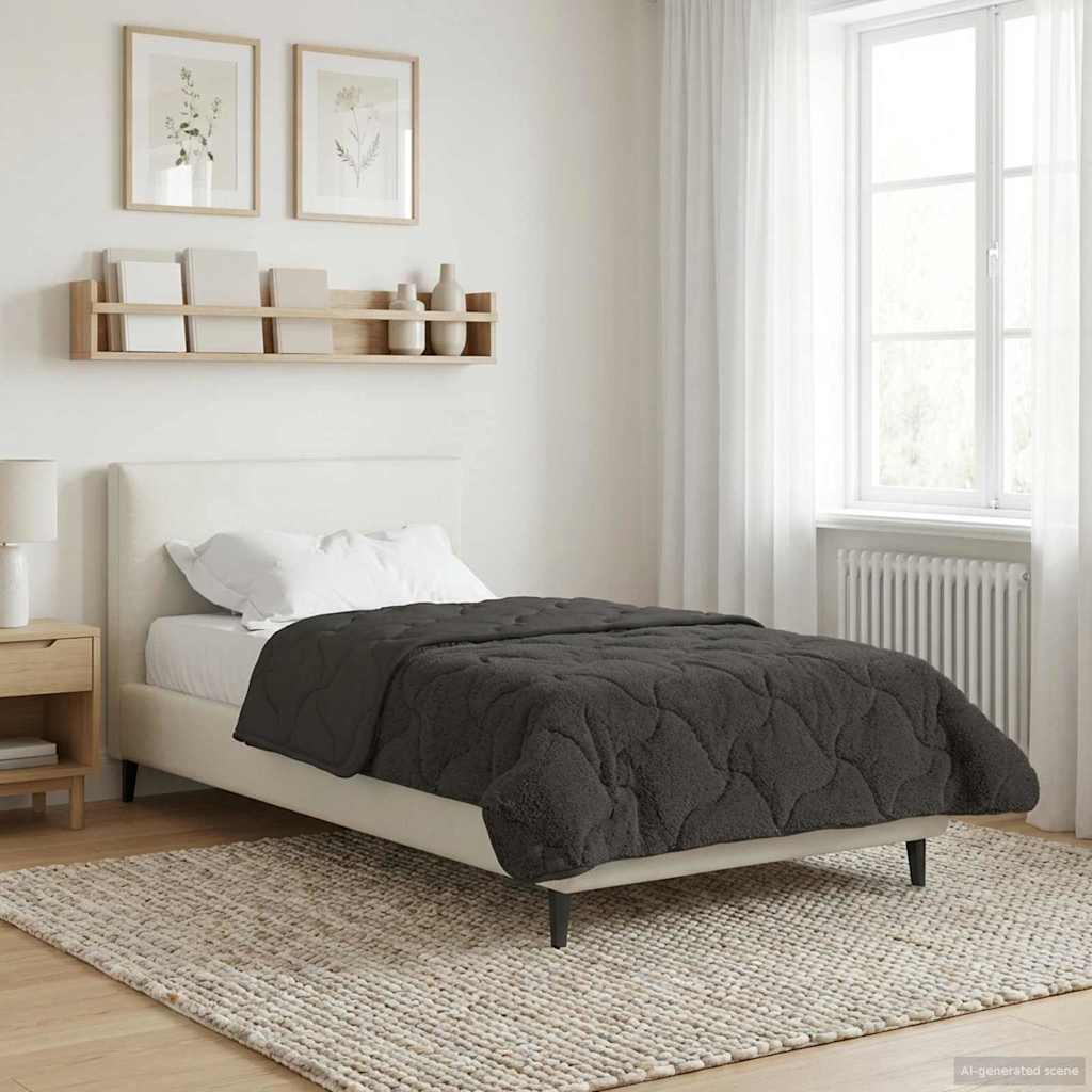 vidaXL Vol jaar dekbed Taupe 140 x 220 cm Microfiber en Teddy fleece