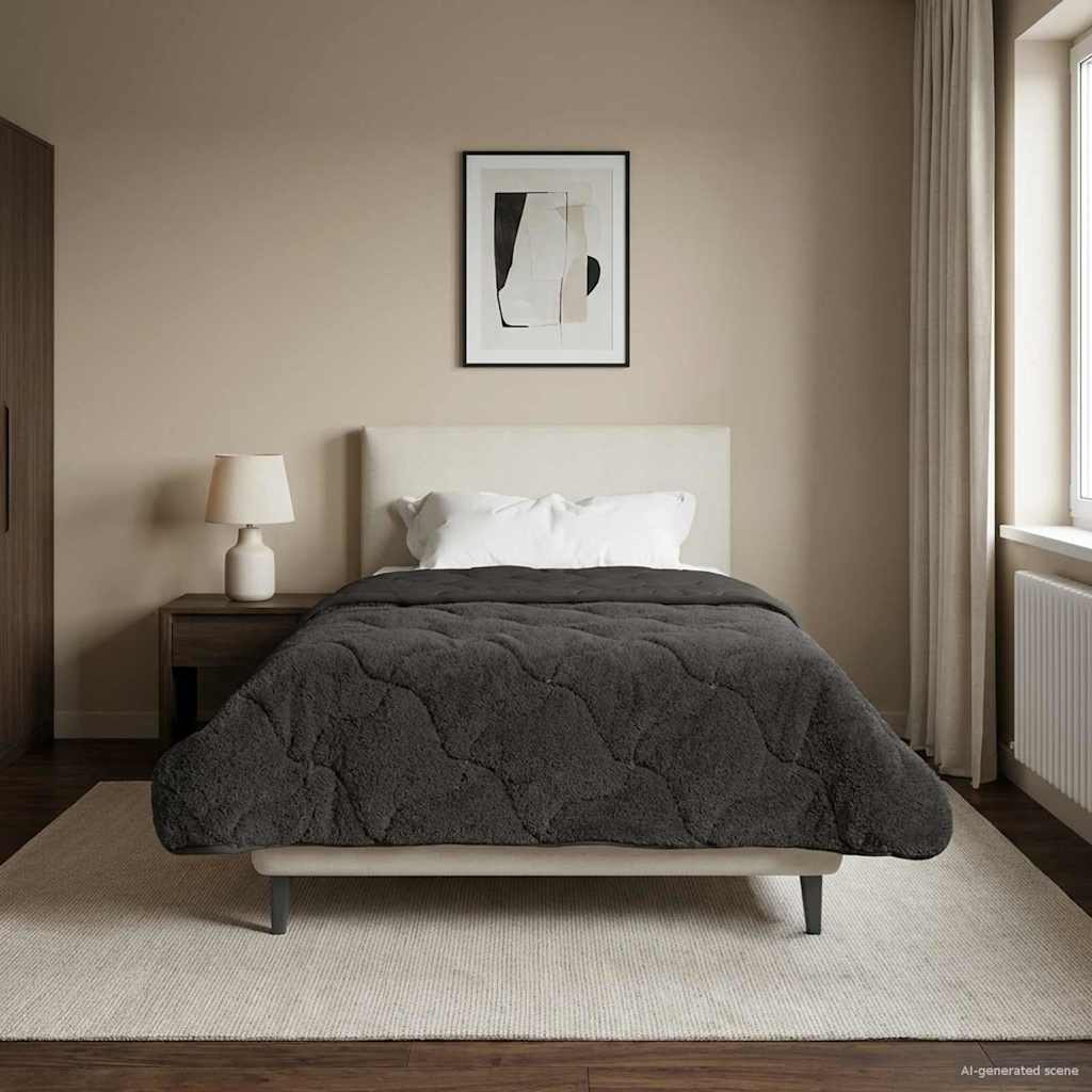 vidaXL Vol jaar dekbed Taupe 140 x 220 cm Microfiber en Teddy fleece