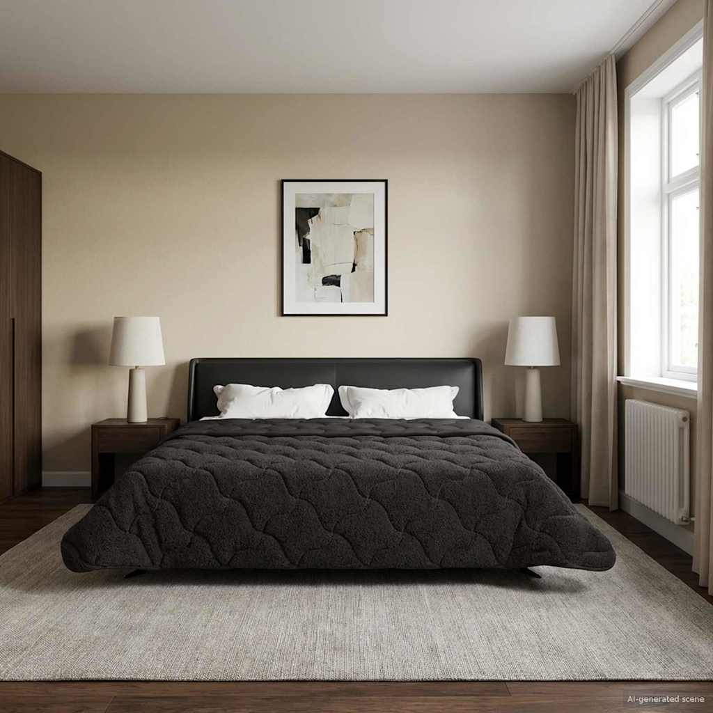 vidaXL Vol jaar dekbed Taupe 140 x 220 cm Microfiber en Teddy fleece