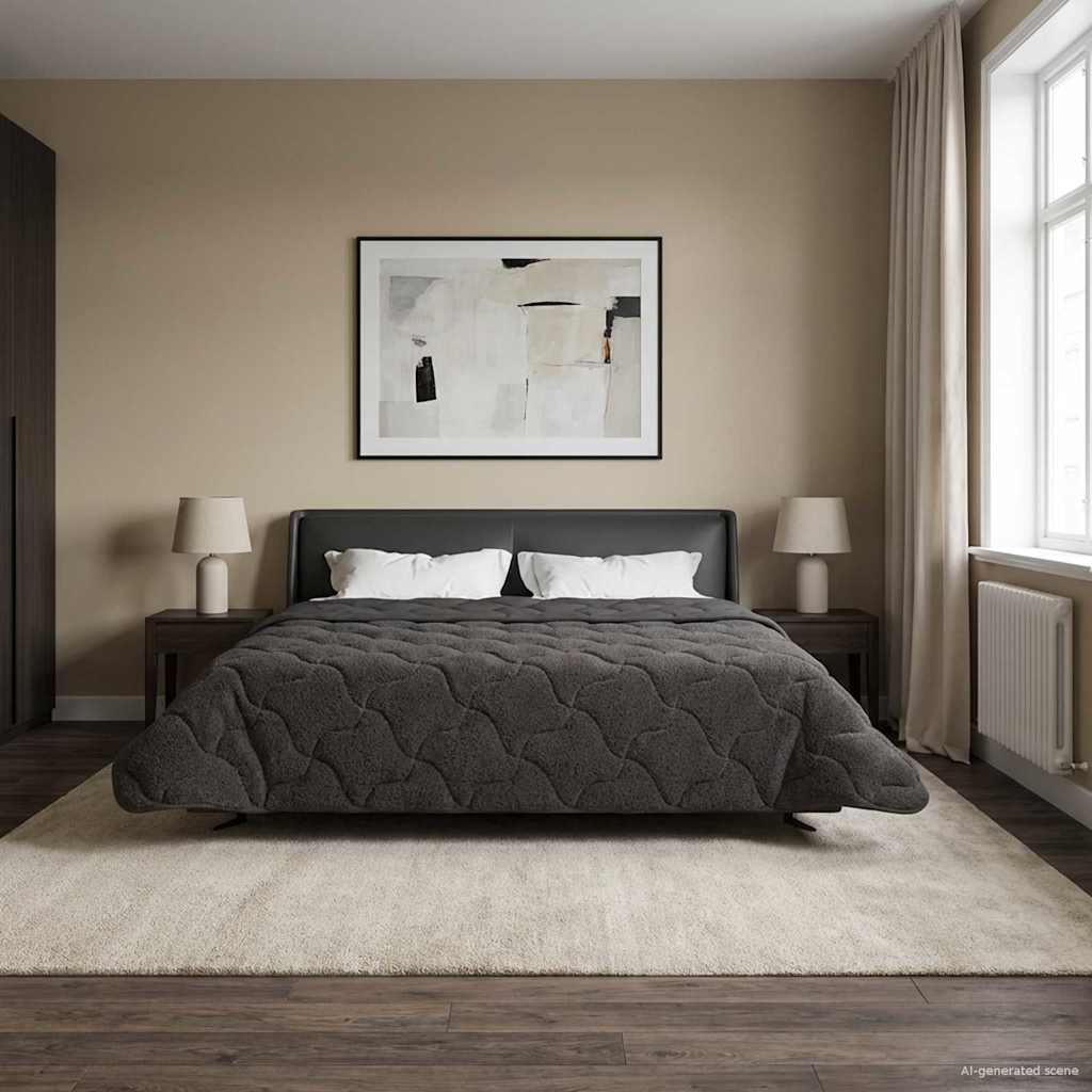 vidaXL Vol jaar dekbed Taupe 140 x 220 cm Microfiber en Teddy fleece