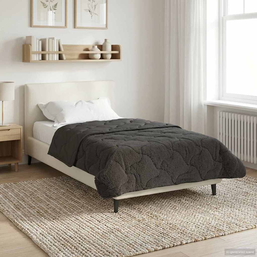vidaXL Vol jaar dekbed Taupe 140 x 220 cm Microfiber en Teddy fleece