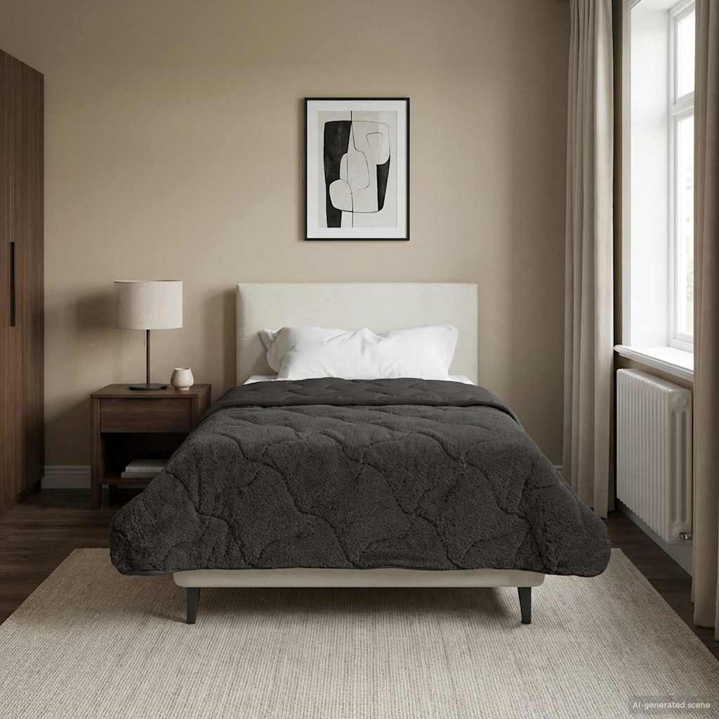 vidaXL Vol jaar dekbed Taupe 140 x 220 cm Microfiber en Teddy fleece