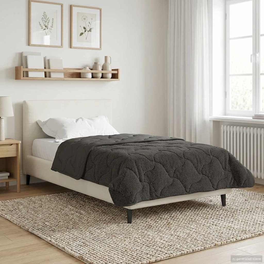 vidaXL Vol jaar dekbed Taupe 140 x 220 cm Microfiber en Teddy fleece