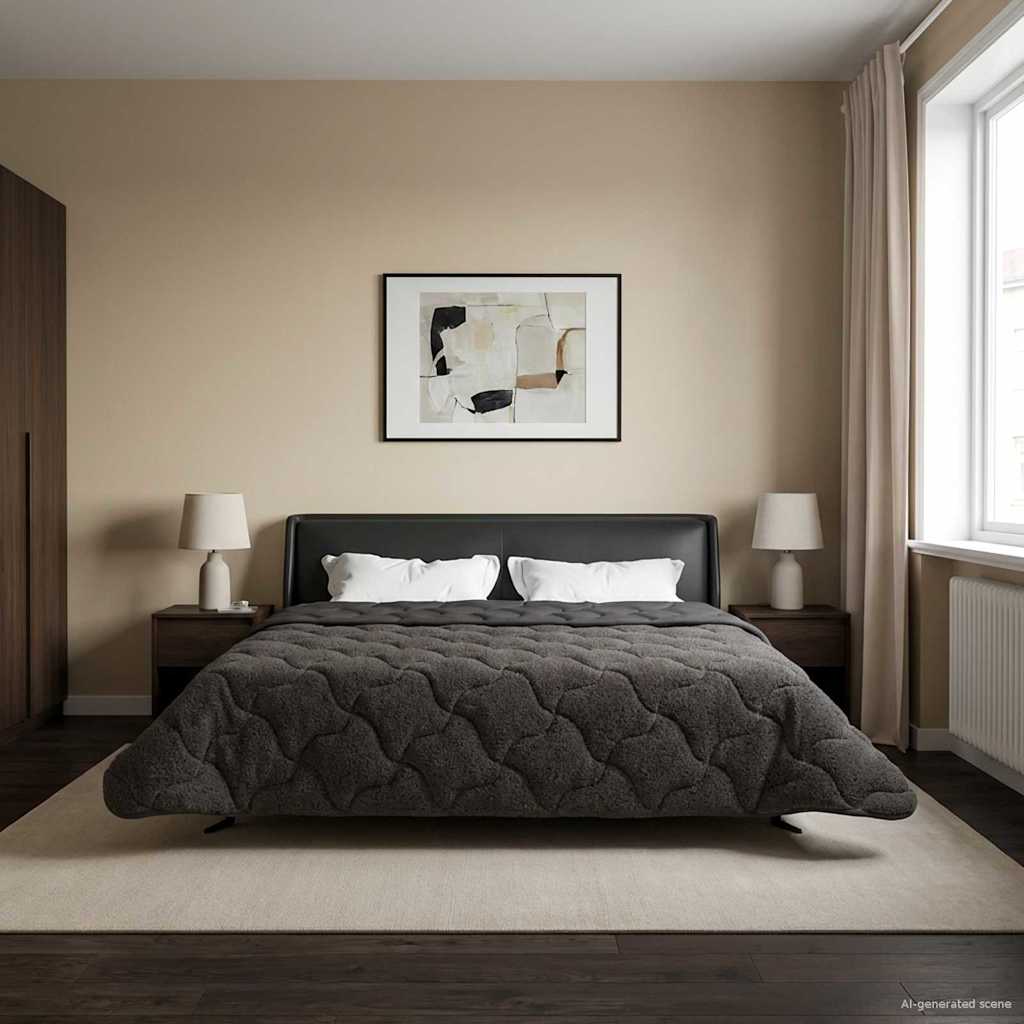 vidaXL Vol jaar dekbed Taupe 140 x 220 cm Microfiber en Teddy fleece