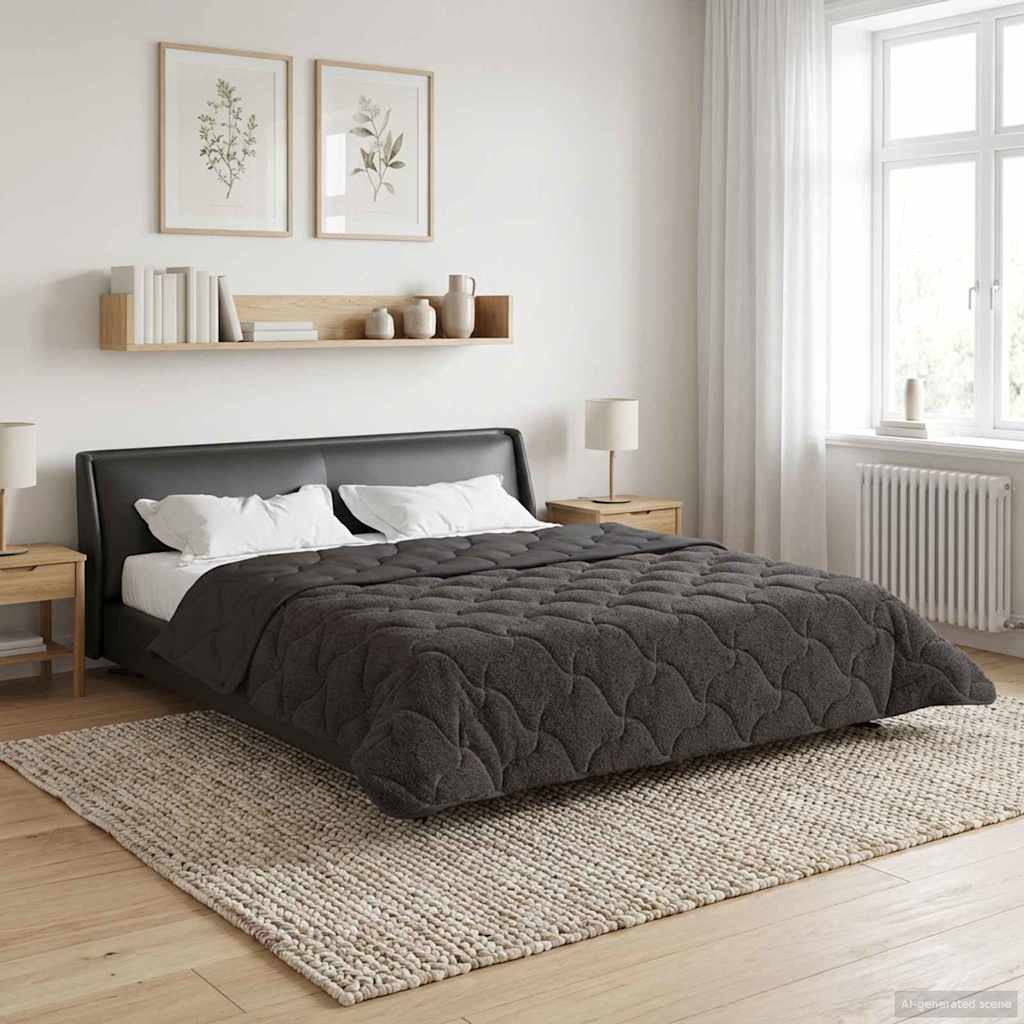 vidaXL Vol jaar dekbed Taupe 140 x 220 cm Microfiber en Teddy fleece