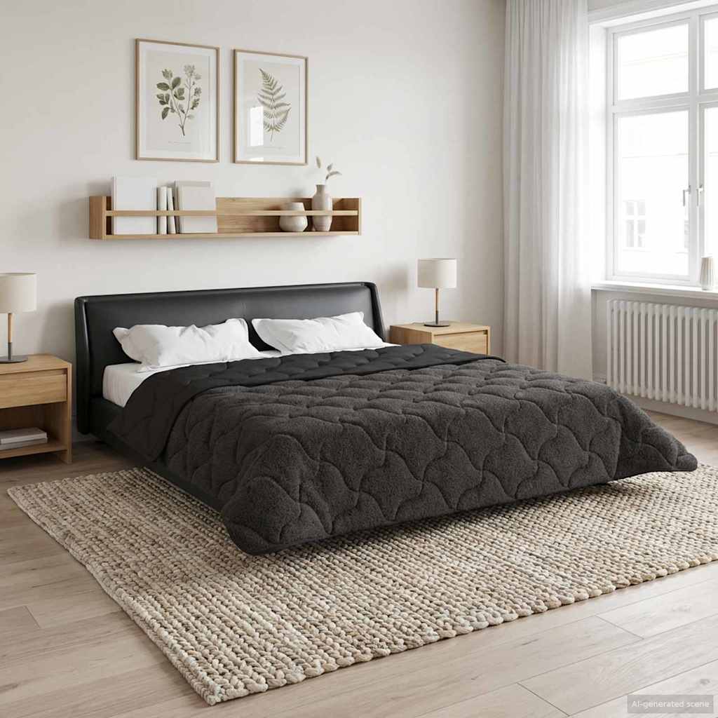 vidaXL Vol jaar dekbed Taupe 140 x 220 cm Microfiber en Teddy fleece