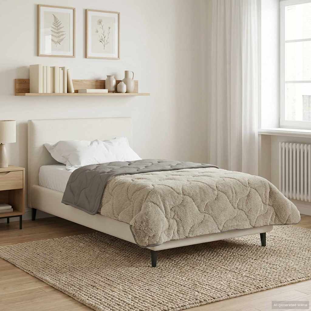 vidaXL Vol jaar dekbed Taupe 140 x 220 cm Microfiber en Teddy fleece