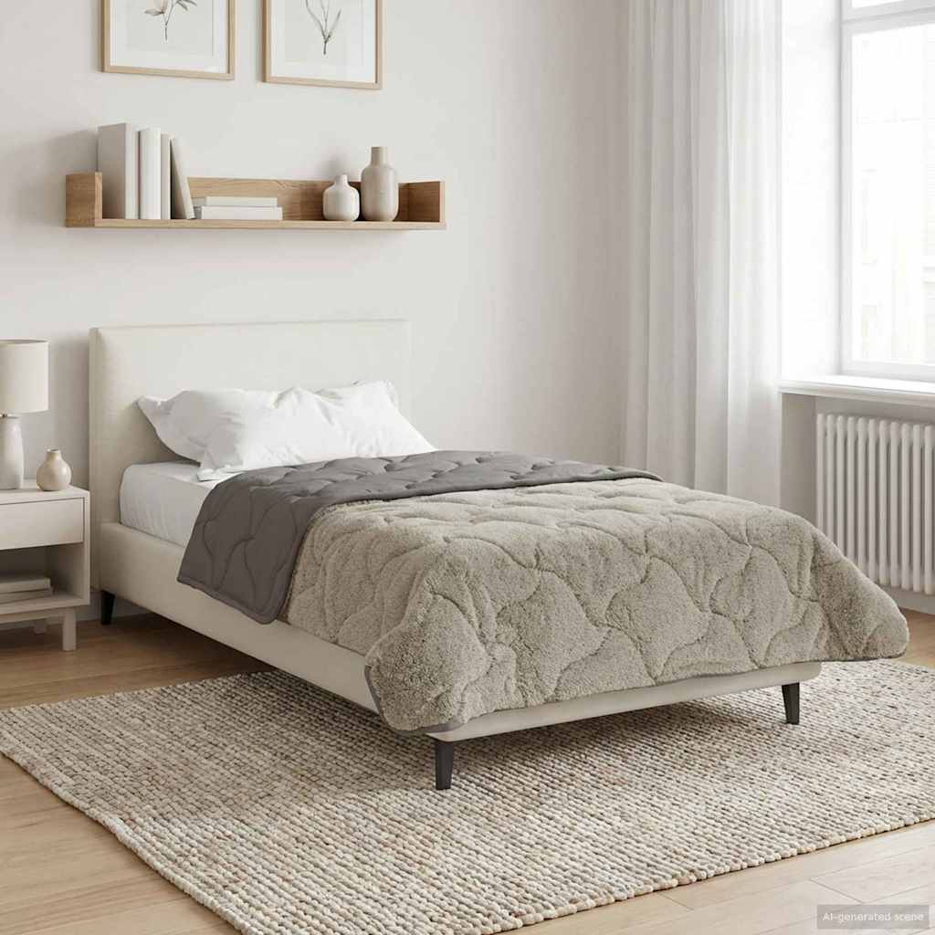 vidaXL Vol jaar dekbed Taupe 140 x 220 cm Microfiber en Teddy fleece