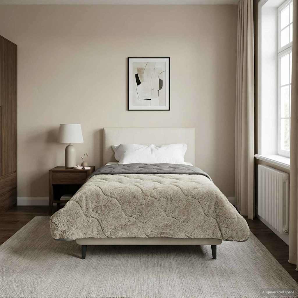 vidaXL Vol jaar dekbed Taupe 140 x 220 cm Microfiber en Teddy fleece