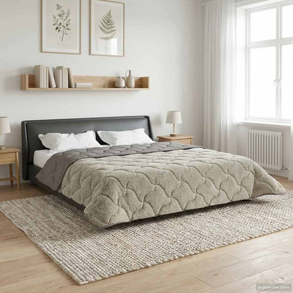 vidaXL Vol jaar dekbed Taupe 140 x 220 cm Microfiber en Teddy fleece
