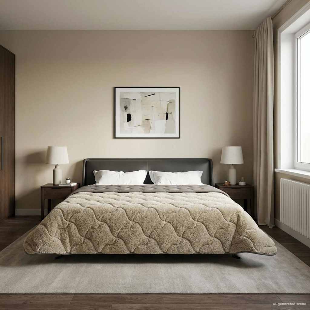 vidaXL Vol jaar dekbed Taupe 140 x 220 cm Microfiber en Teddy fleece