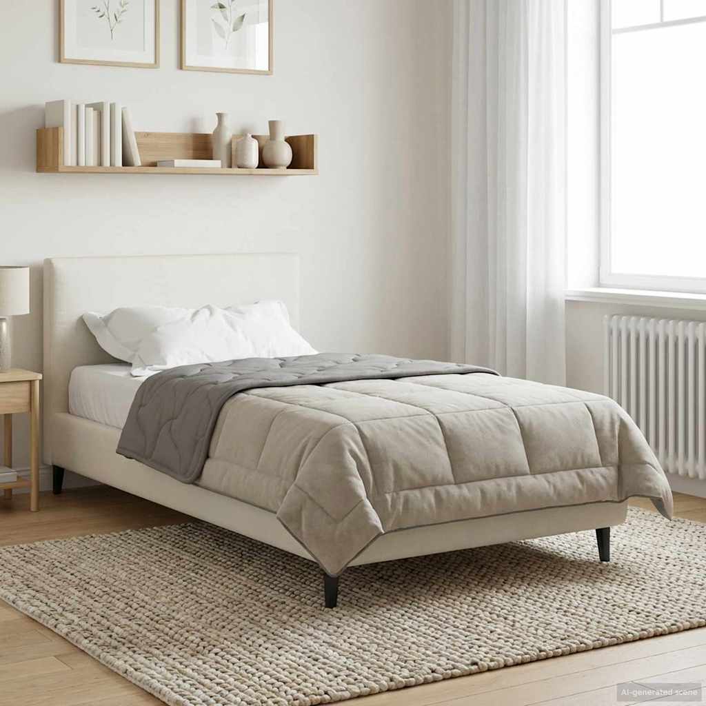 vidaXL Vol jaar dekbed Taupe 140 x 220 cm Microfiber en Teddy fleece