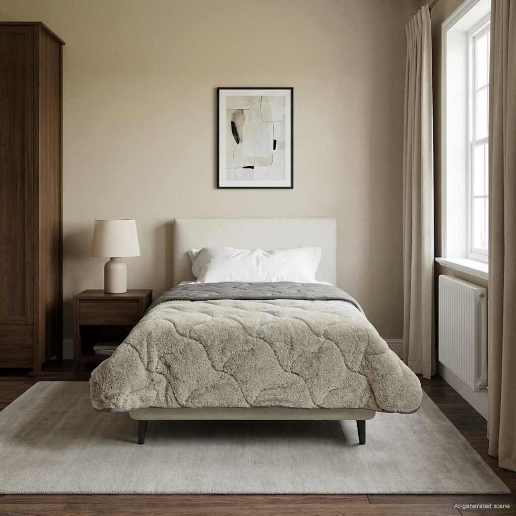 vidaXL Vol jaar dekbed Taupe 140 x 220 cm Microfiber en Teddy fleece