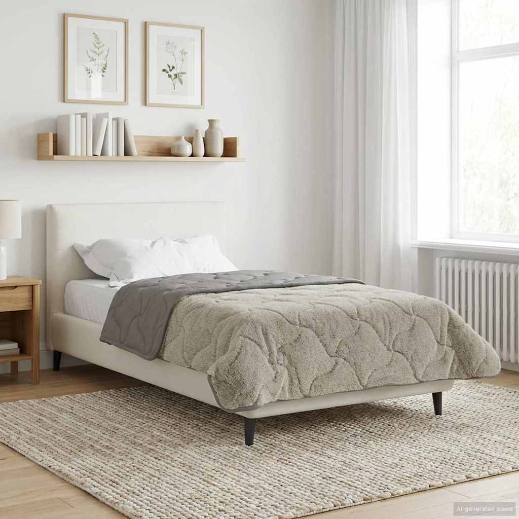 vidaXL Vol jaar dekbed Taupe 140 x 220 cm Microfiber en Teddy fleece