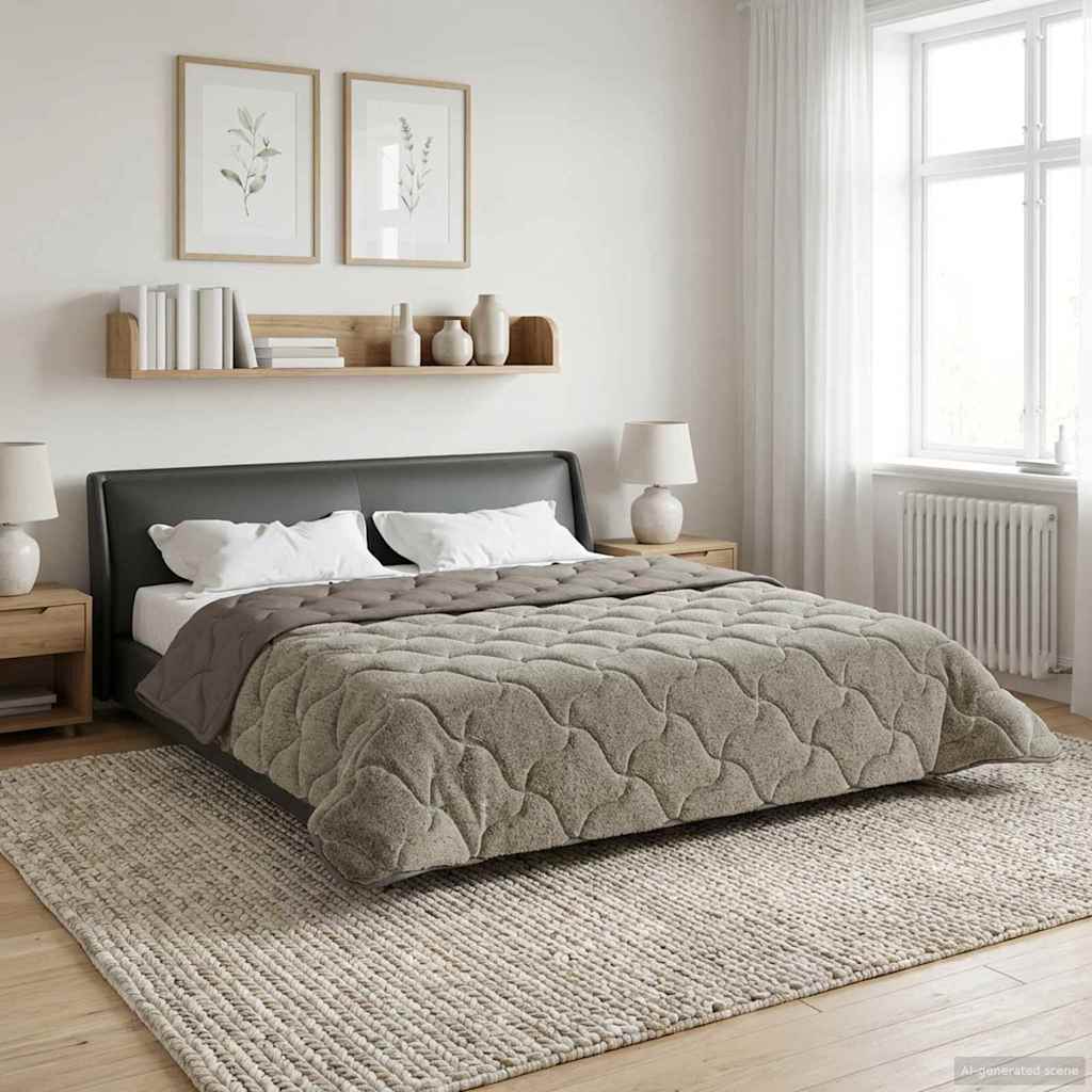 vidaXL Vol jaar dekbed Taupe 140 x 220 cm Microfiber en Teddy fleece